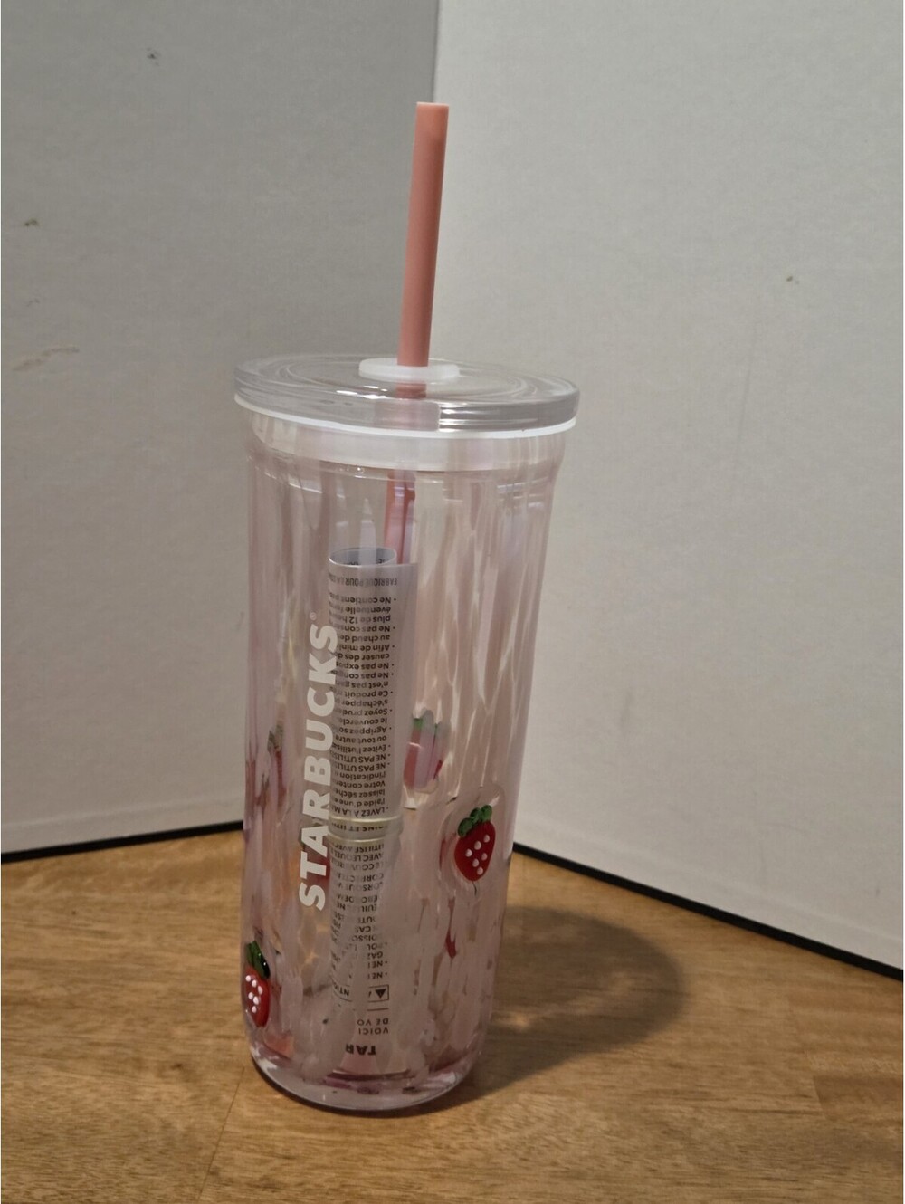 Starbucks 2026 Strawberry Pink Drink Glass Cold Cup 16oz Tumbler Straw